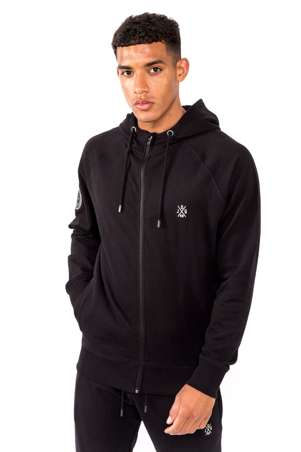 Jog On London Black Lightweight Zipped Hoodie