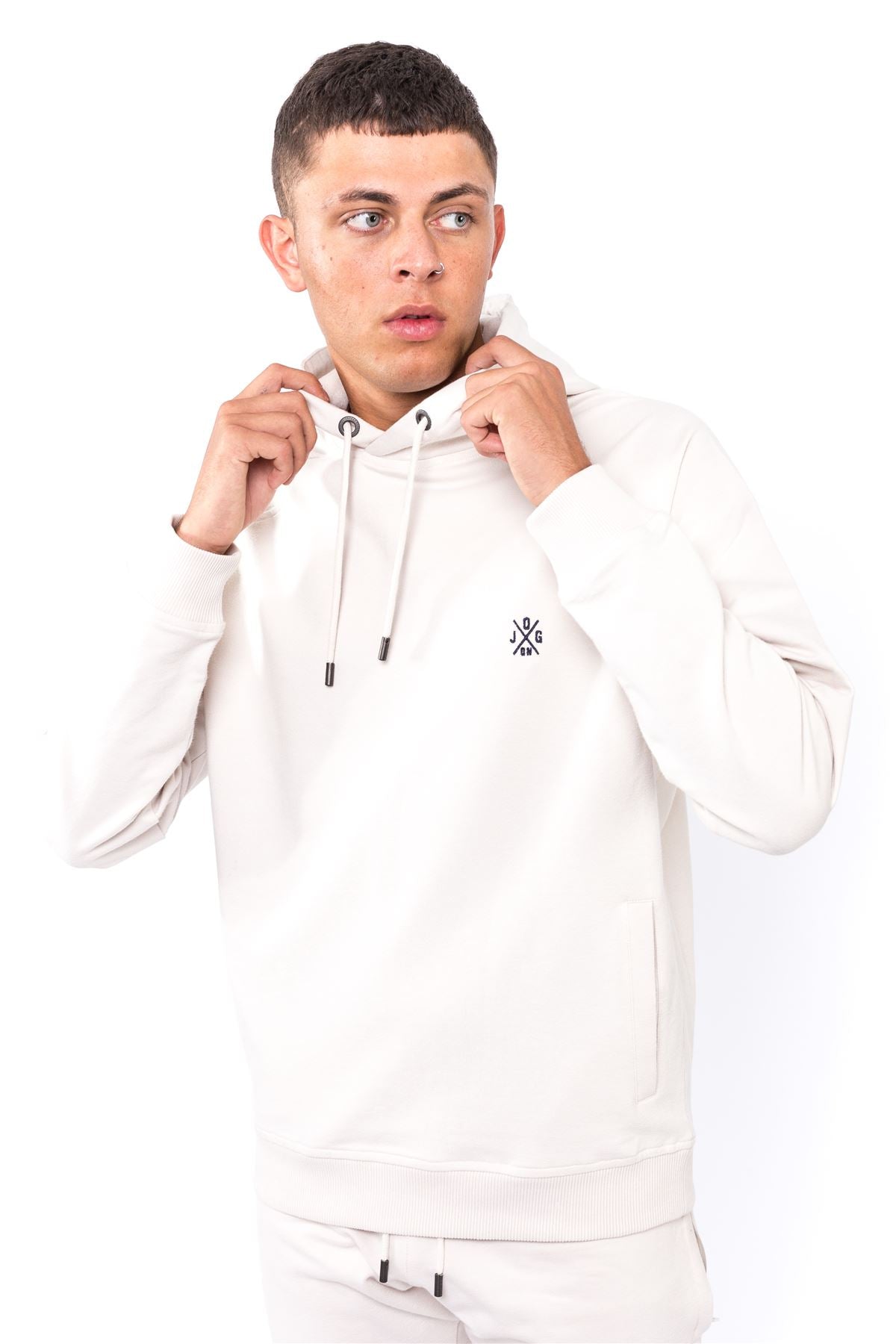 Jog On London Pullover Lightweight Long-sleeved Cream Hoodie