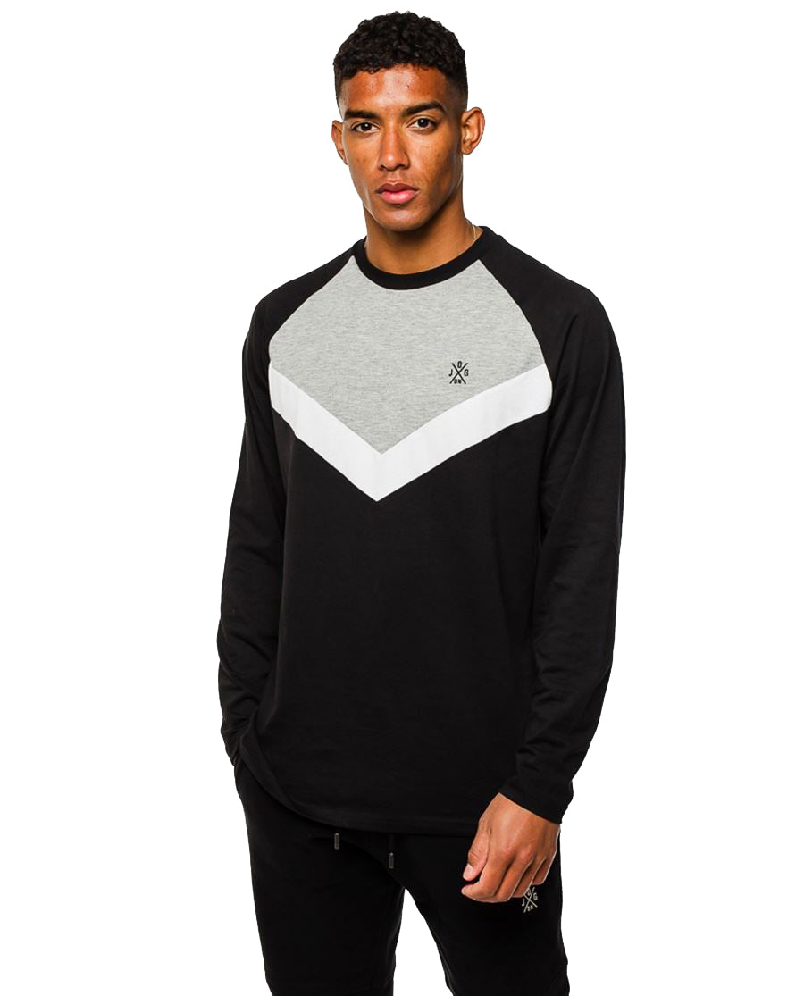 Jog On: Premium Pullover Lightweight Long-sleeved Black/Grey T-shirt