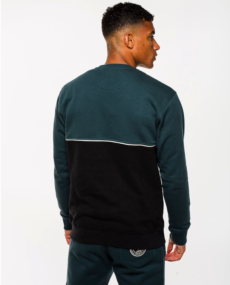 Jog On: Premium Deep Green/Black Panel Sweatshirt