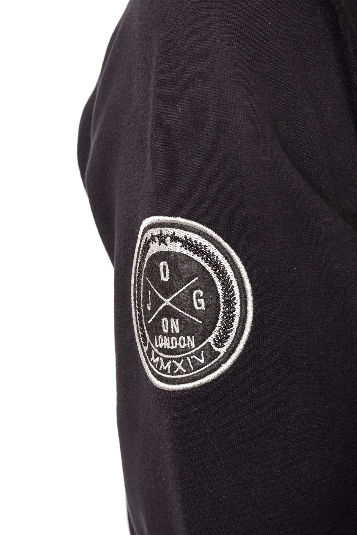 Jog On London: Premium Lightweight Long-sleeved Black Raglan Sweatshirt