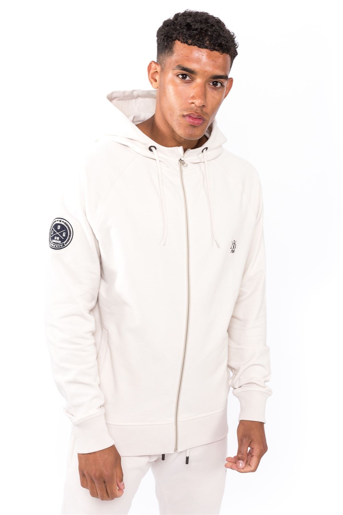 Jog On London Cream Lightweight Zipped Hoodie