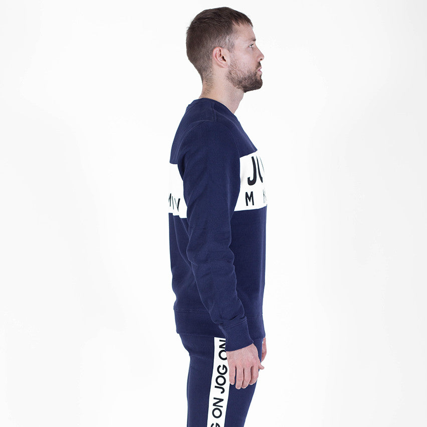 Retro Navy Panelled Sweatshirt