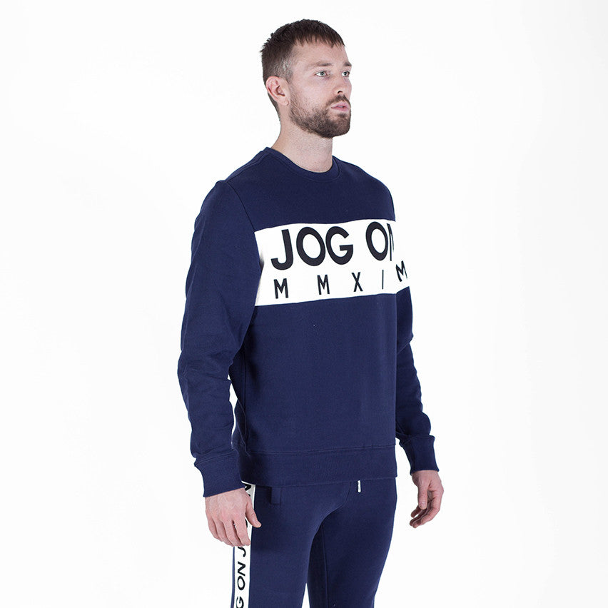 Retro Navy Panelled Sweatshirt