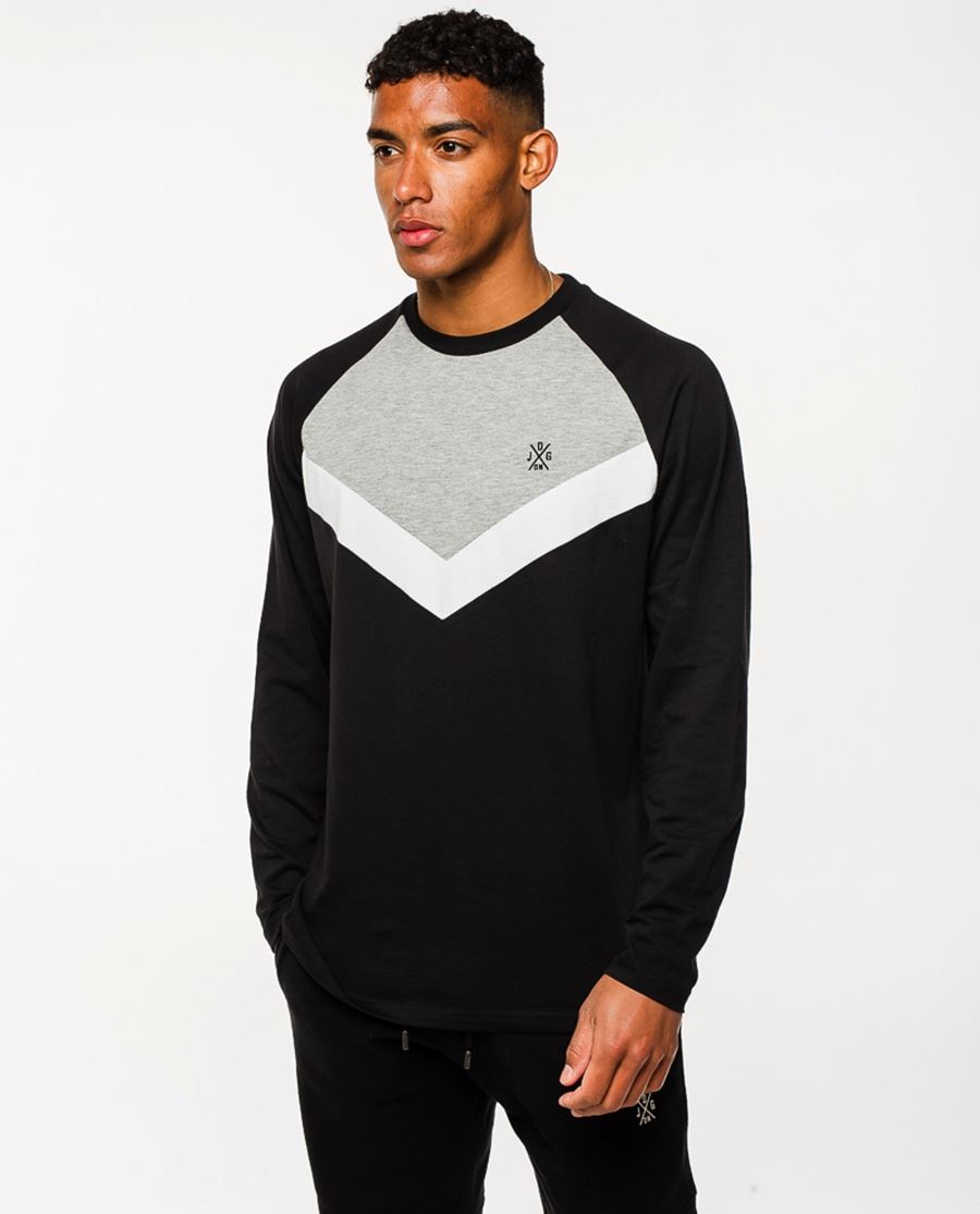 Jog On: Premium Pullover Lightweight Long-sleeved Black/Grey T-shirt