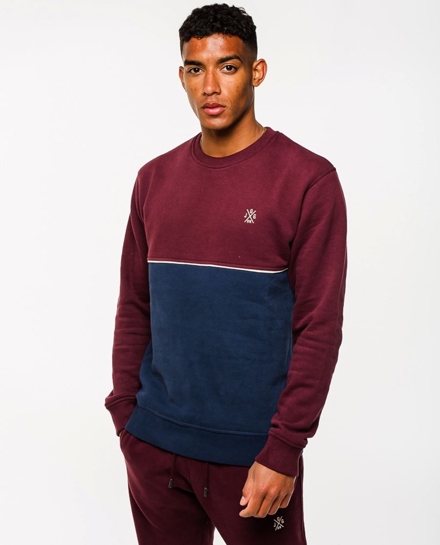 Premium Jog On Navy/Burgundy Panel Sweatshirt