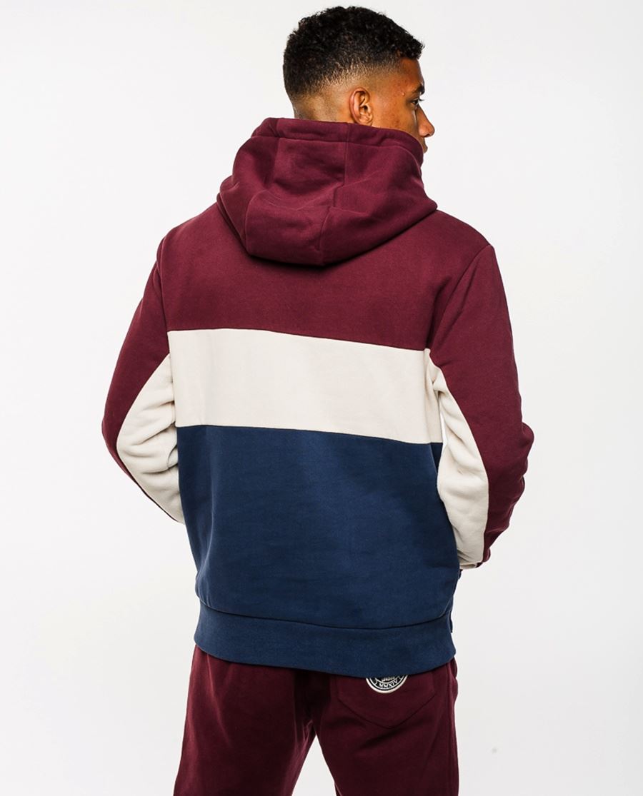 Jog On: Burgundy/Cream/Navy Panel Hoodie