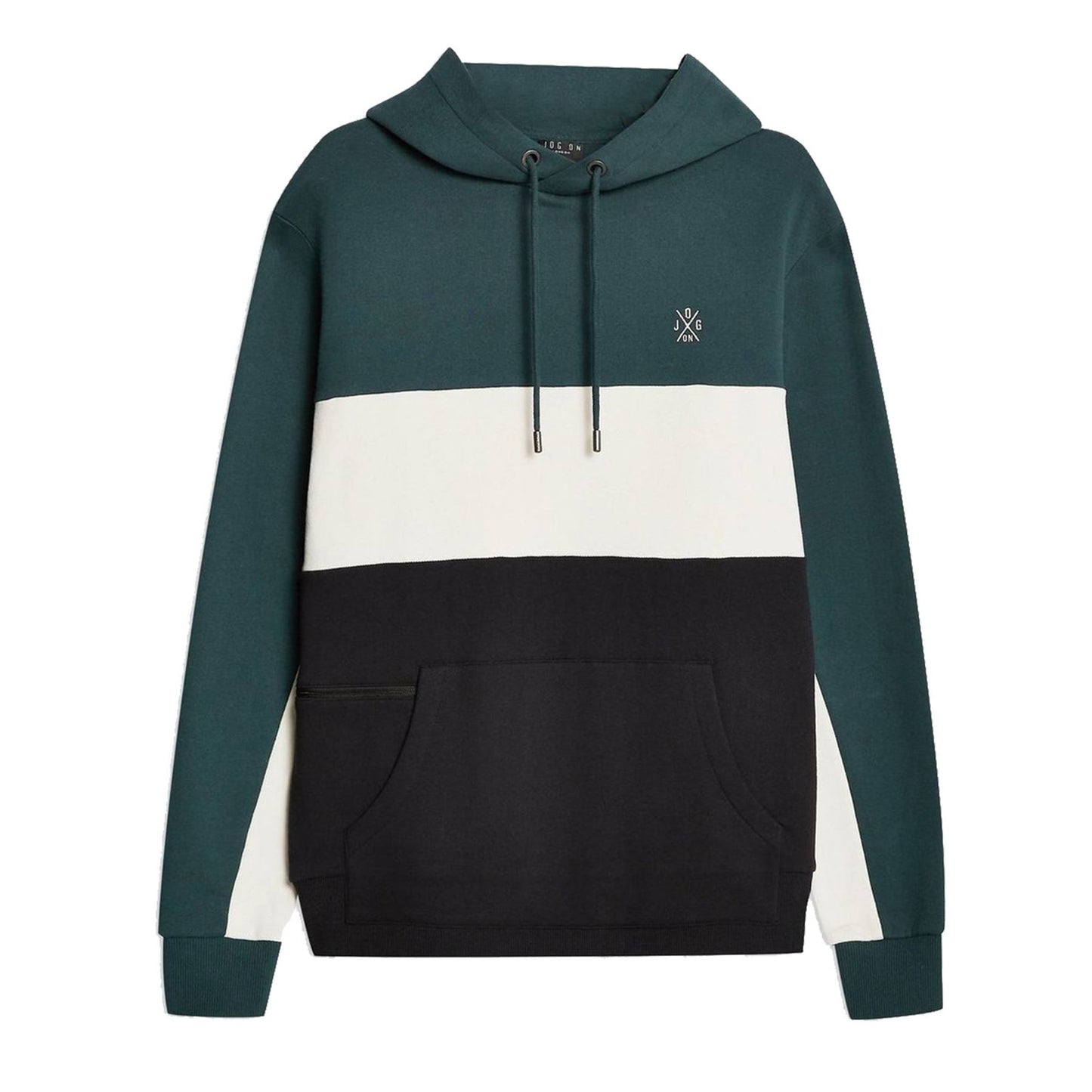 Premium Deep Green, Cream, Black Panel Hoodie