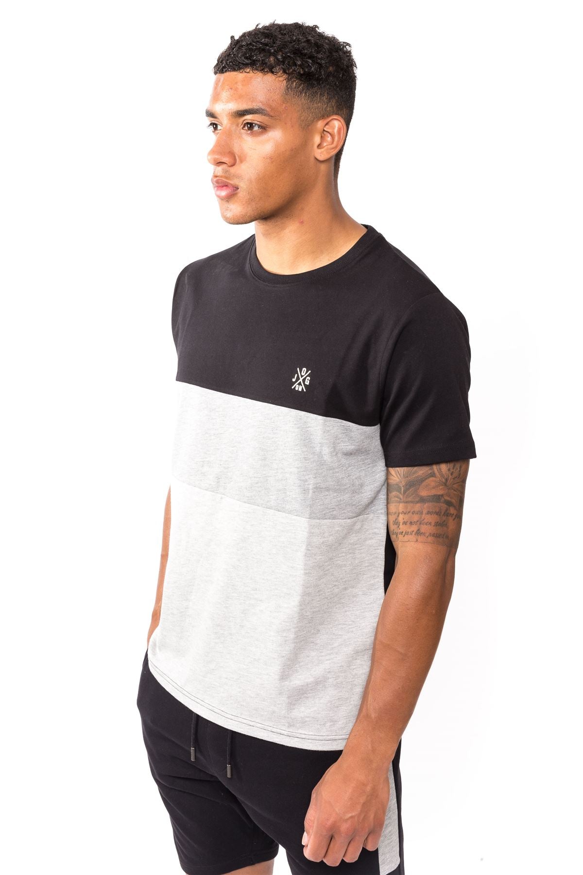 Jog On London Premium Lightweight Casual Panel Black/Charcoal/Grey T-shirt