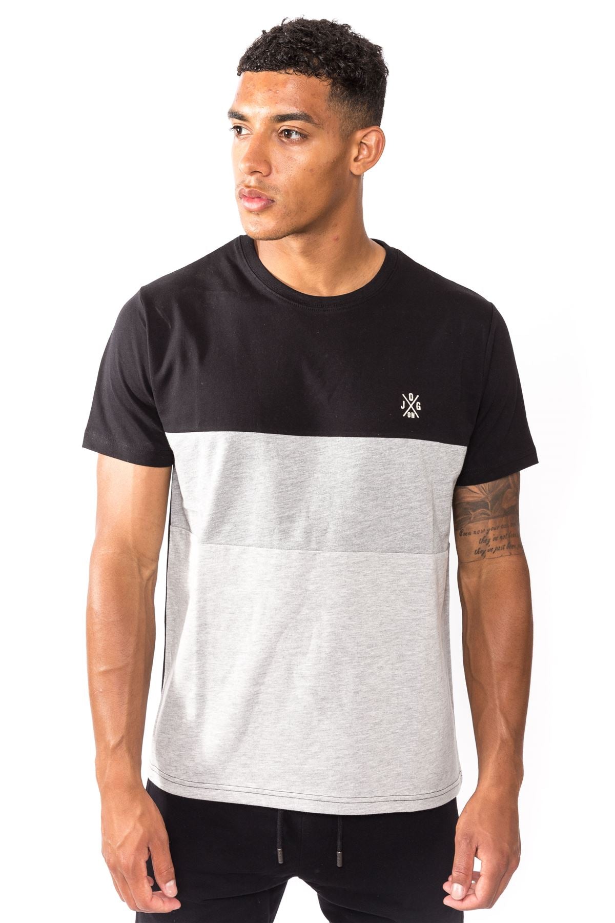 Jog On London Premium Lightweight Casual Panel Black/Charcoal/Grey T-shirt