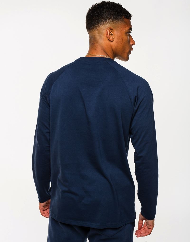 Jog On: Premium Pullover Lightweight Long-sleeved Navy/Grey T-shirt