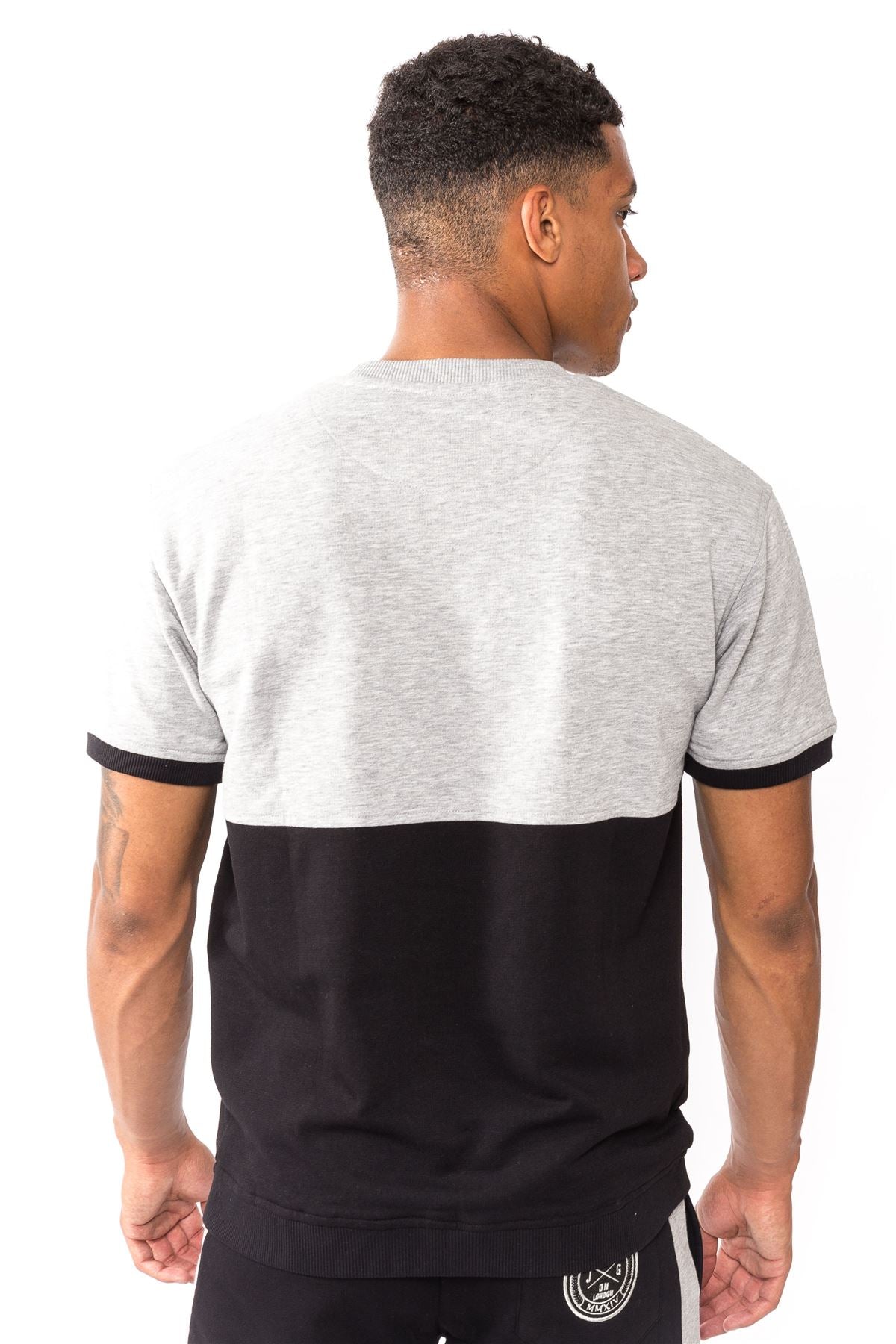 Jog On London: Premium Lightweight Short Sleeve Black/Grey Panel T-Shirt