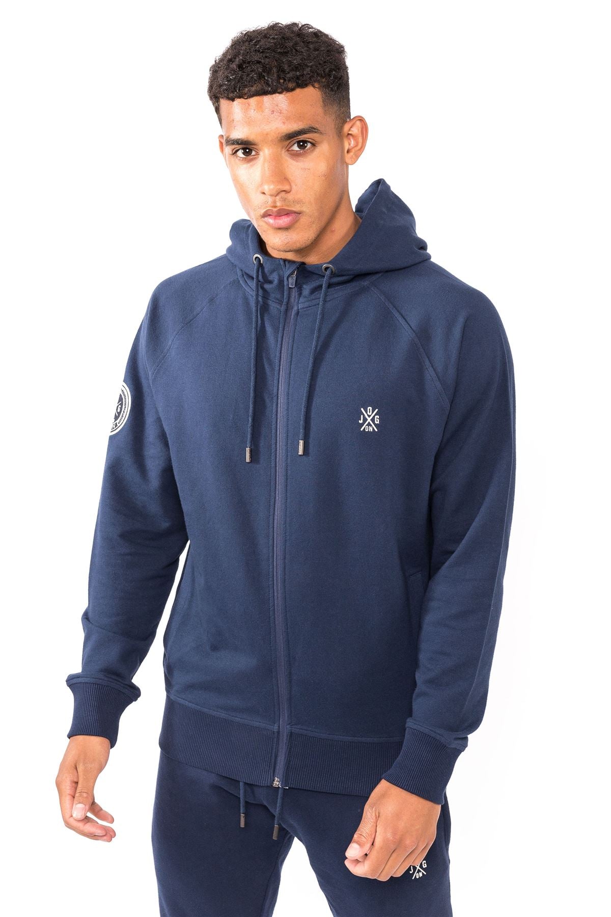 Jog On London Navy Lightweight Zipped Hoodie