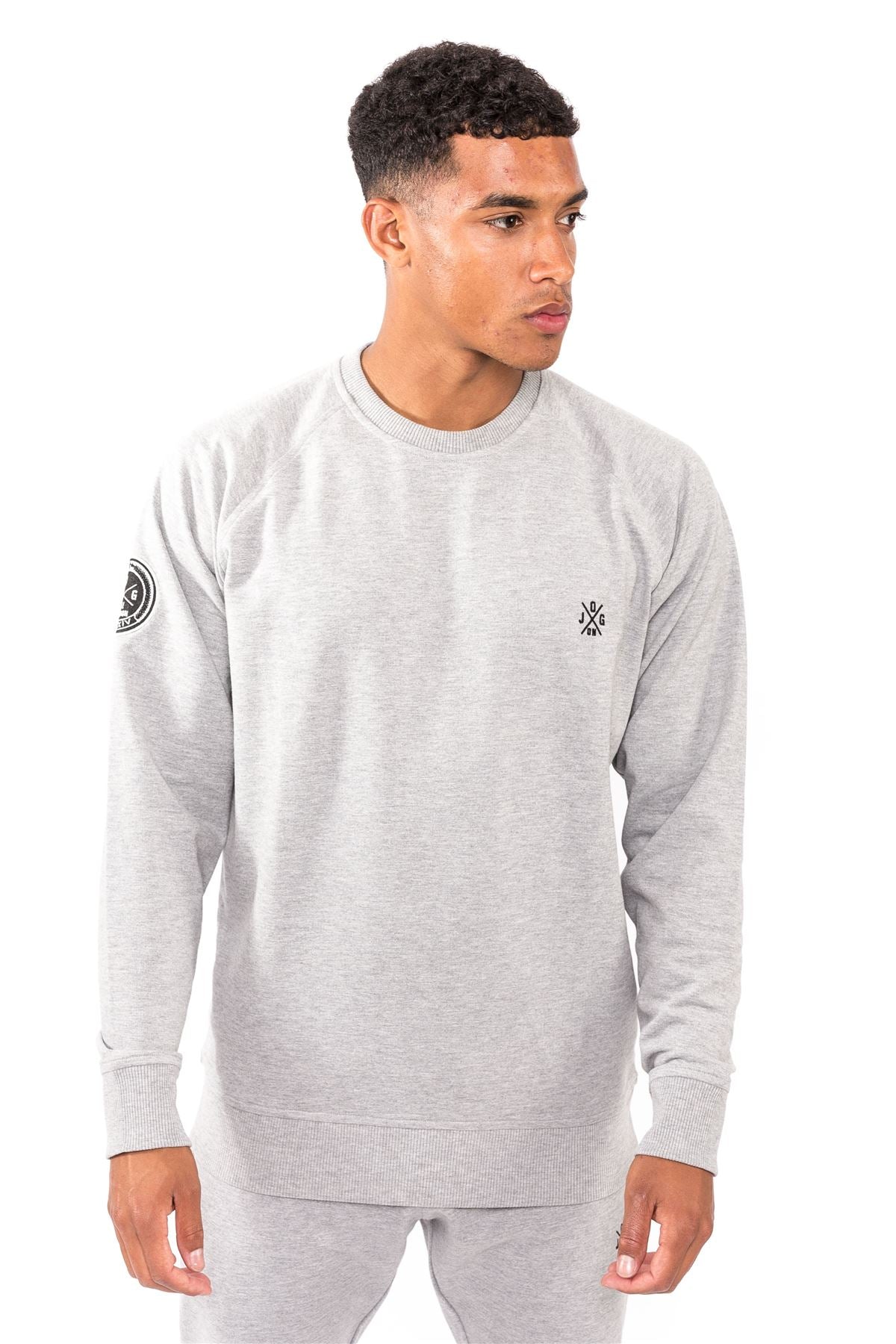 Jog On London: Premium Lightweight Long-sleeved Grey Raglan Sweatshirt
