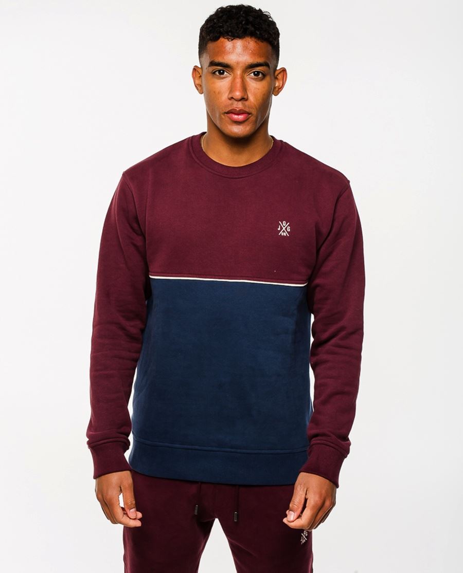 Premium Jog On Navy/Burgundy Panel Sweatshirt
