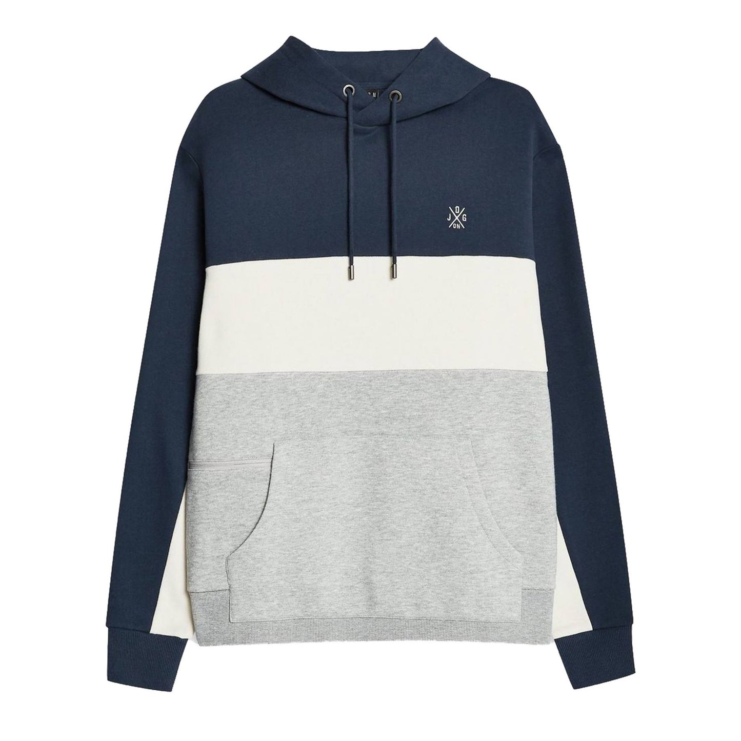 Jog On: Premium Navy/Cream/Grey Panel Hoodie