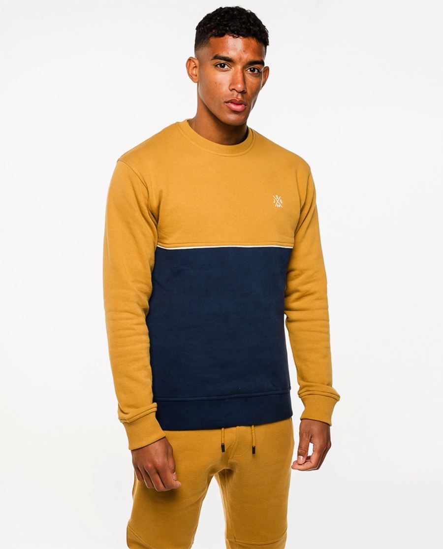 Jog On: Premium Honey/Navy Panel Sweatshirt
