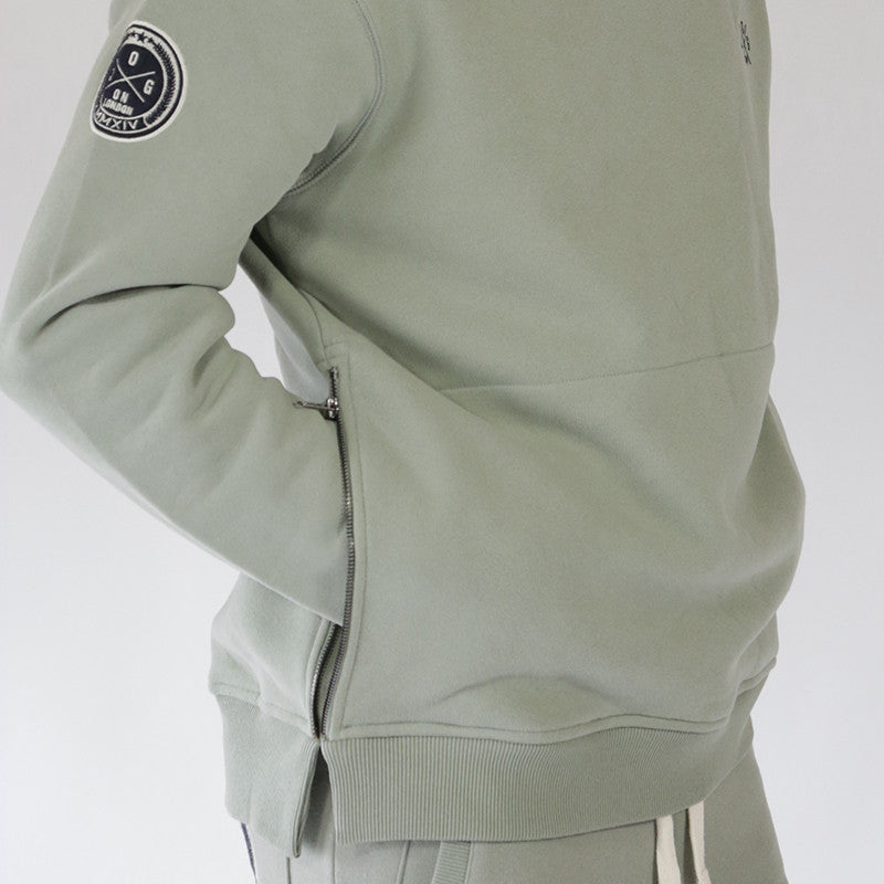 Sage Green Side Zipped Hoodie