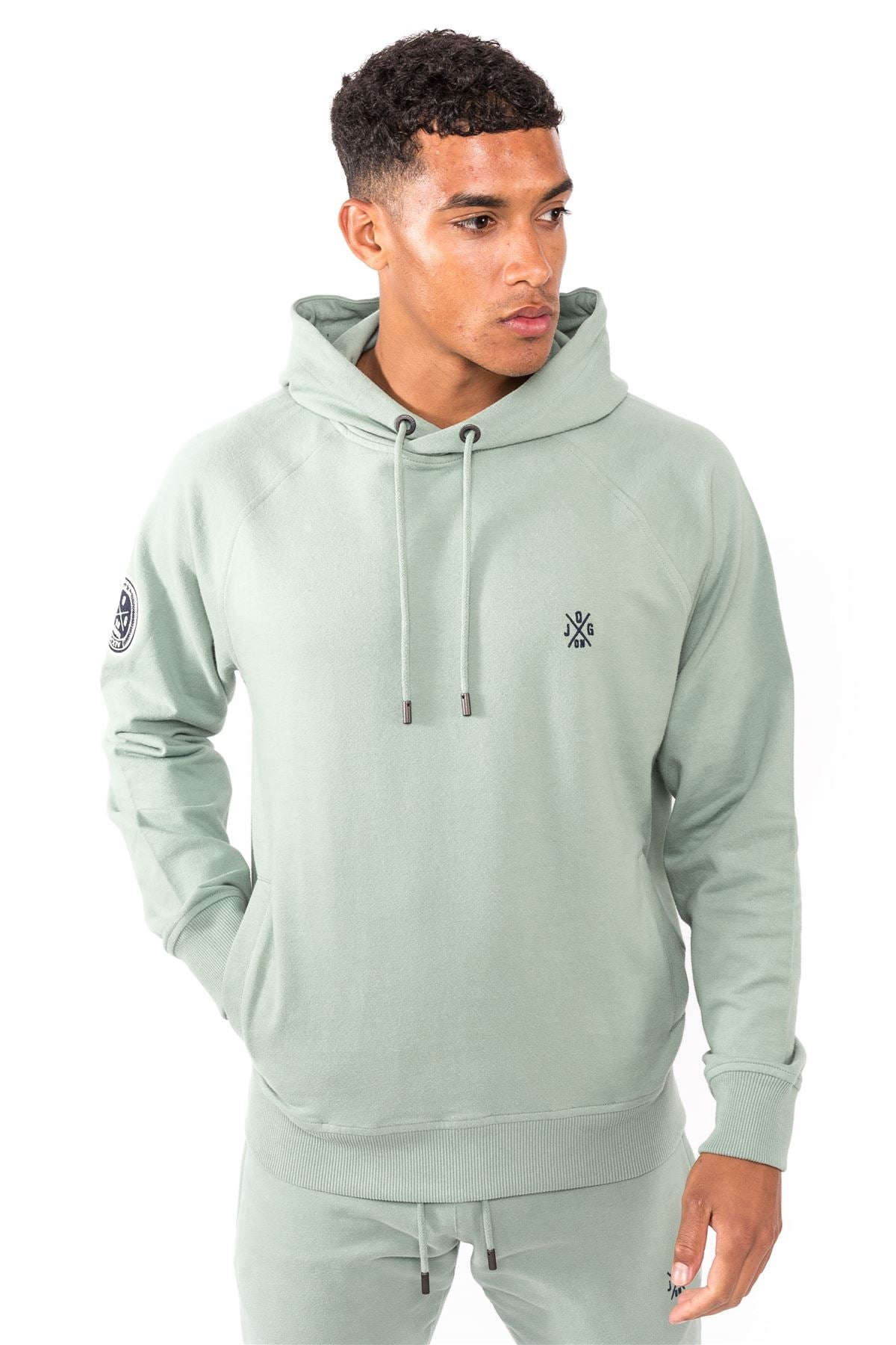 Jog On London Pullover Lightweight Long-sleeved Sage Green Hoodie