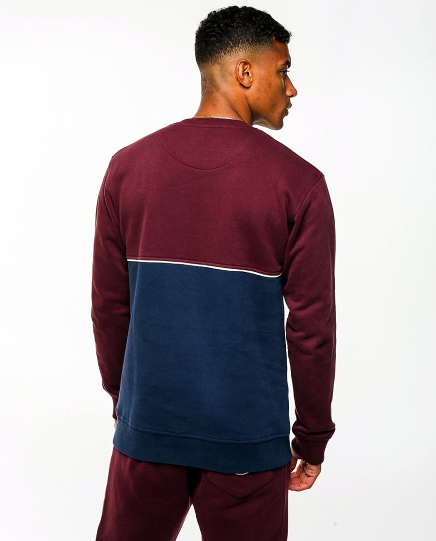 Premium Jog On Navy/Burgundy Panel Sweatshirt