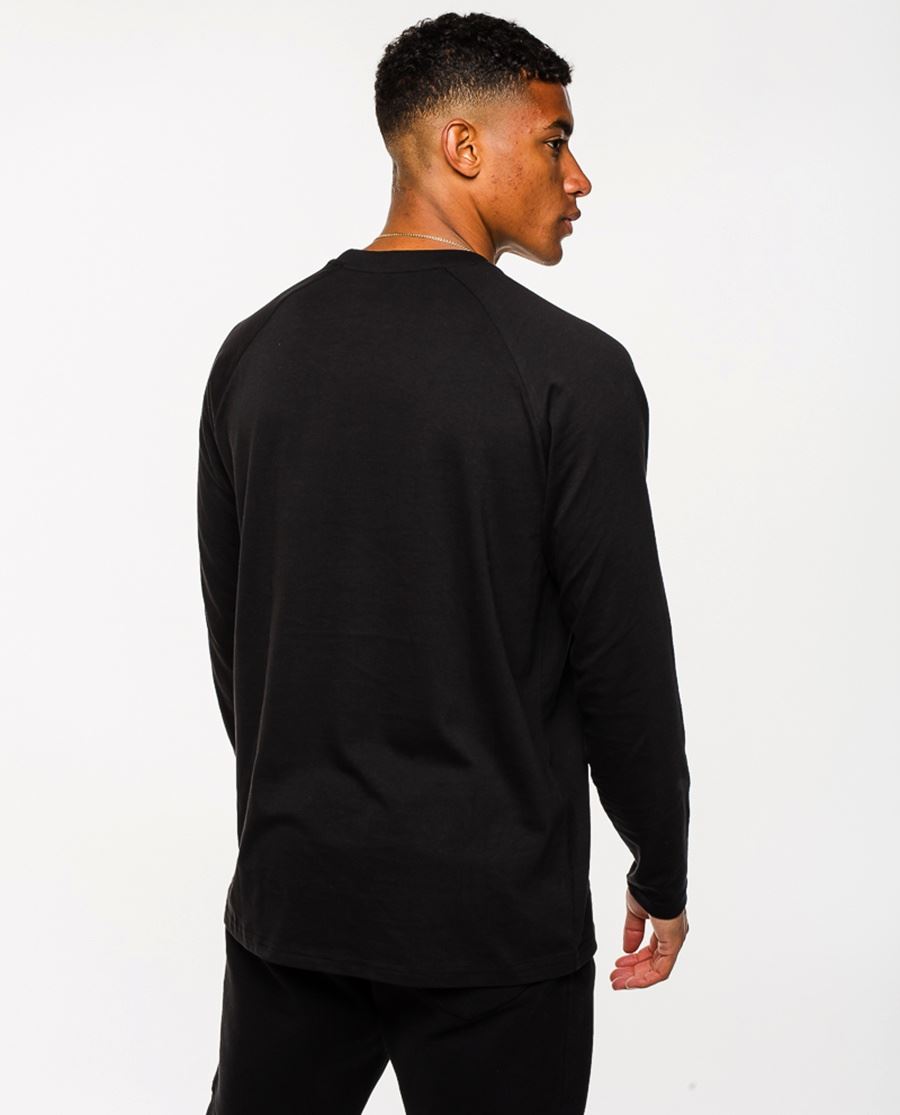 Jog On: Premium Pullover Lightweight Long-sleeved Black/Grey T-shirt