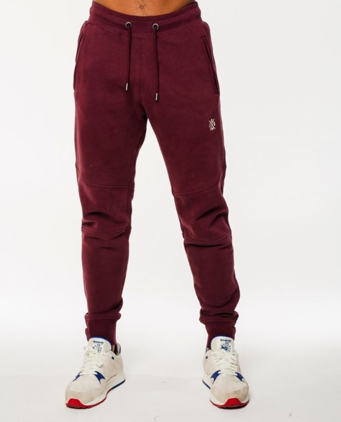 Jog On Casual Gym Fitness Tracksuit Bottoms Slim Fit Burgundy Joggers