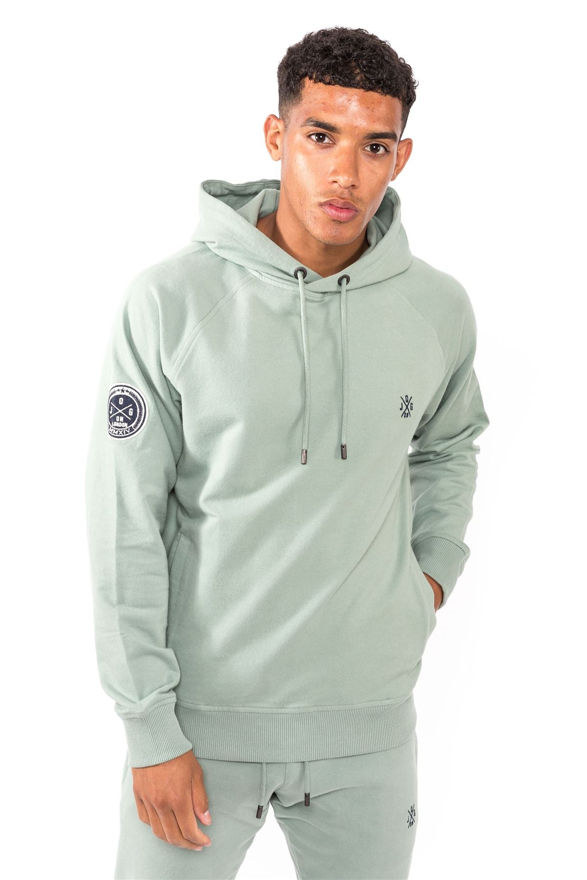 Jog On London Pullover Lightweight Long-sleeved Sage Green Hoodie