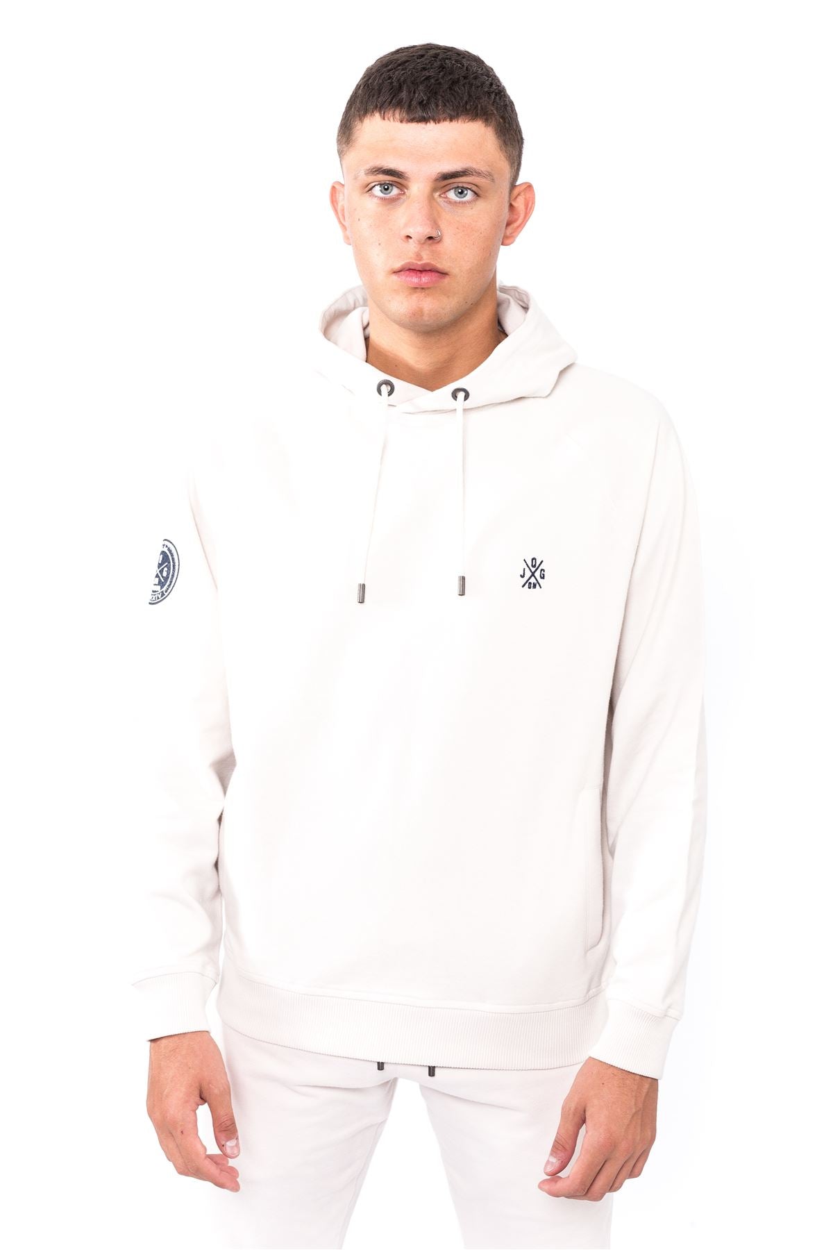 Jog On London Pullover Lightweight Long-sleeved Cream Hoodie