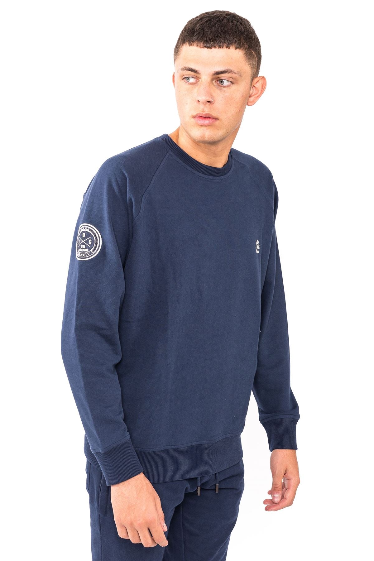 Jog On London: Premium Lightweight Long-sleeved Navy Raglan Sweatshirt
