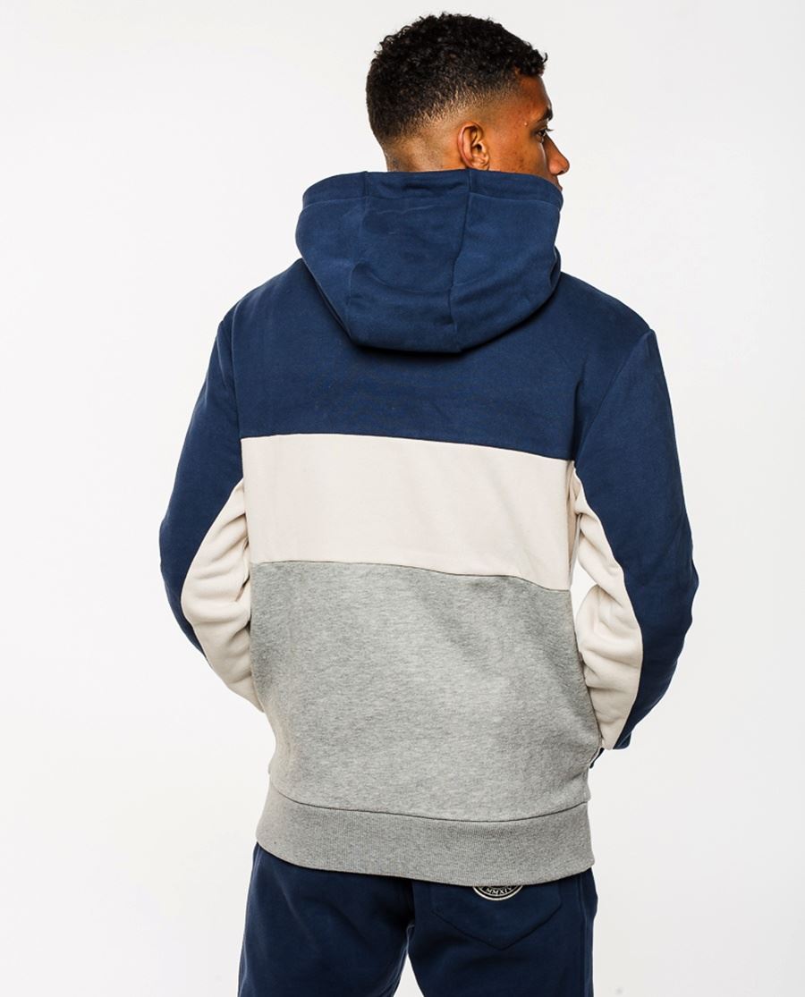 Jog On: Premium Navy/Cream/Grey Panel Hoodie
