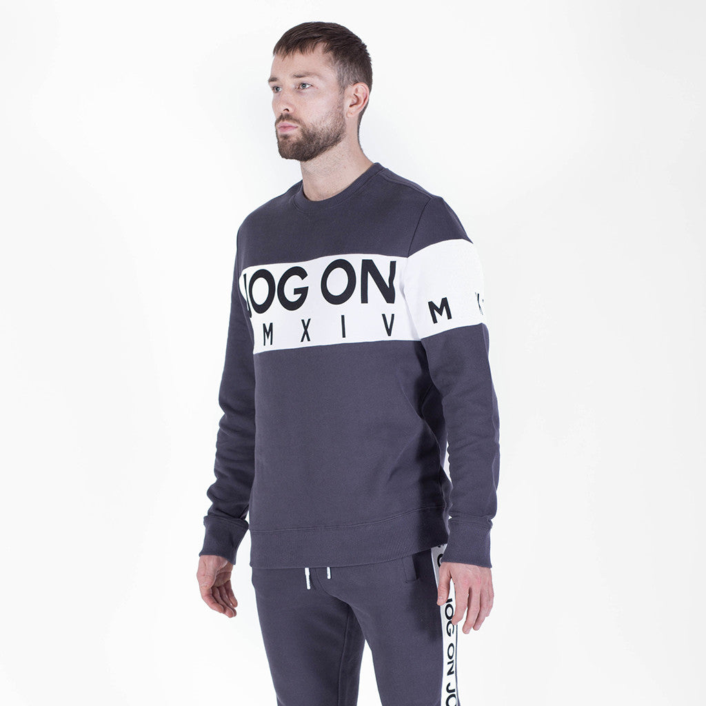 Retro Charcoal Panelled Sweatshirt