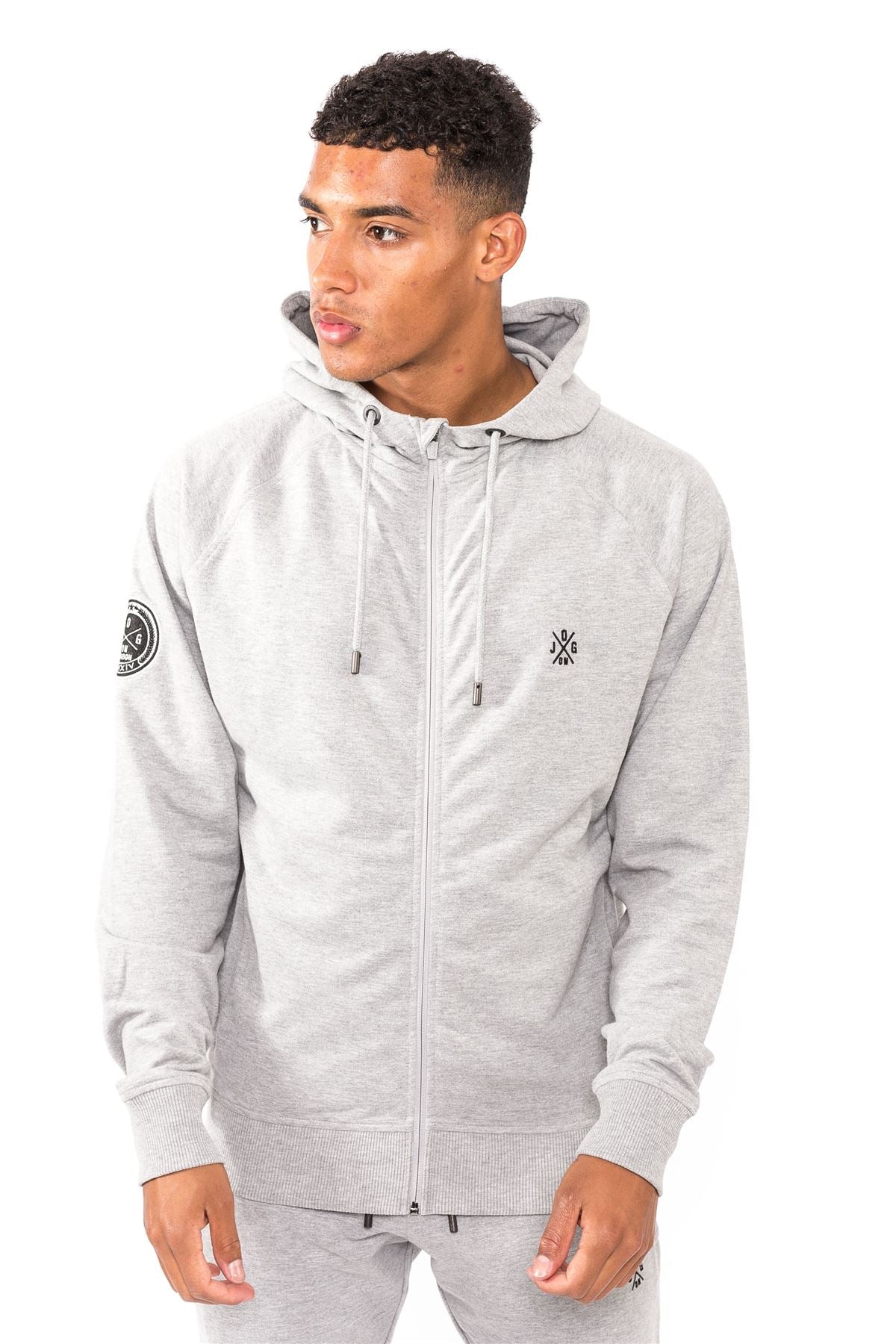Jog On London Grey Lightweight Zipped Hoodie