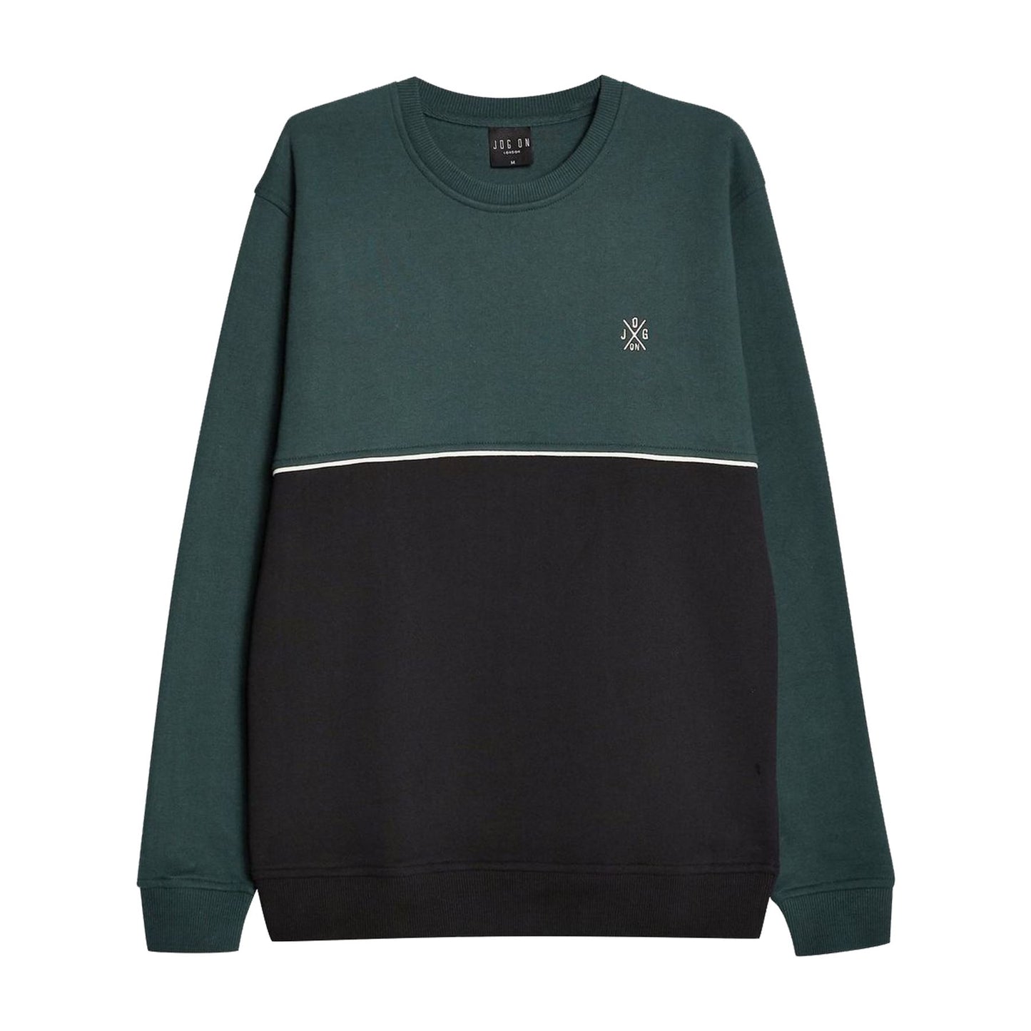 Jog On: Premium Deep Green/Black Panel Sweatshirt
