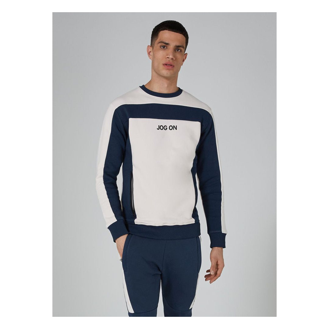 Premium Navy And Cream Sweatshirt And Joggers Co-Ordinated Set