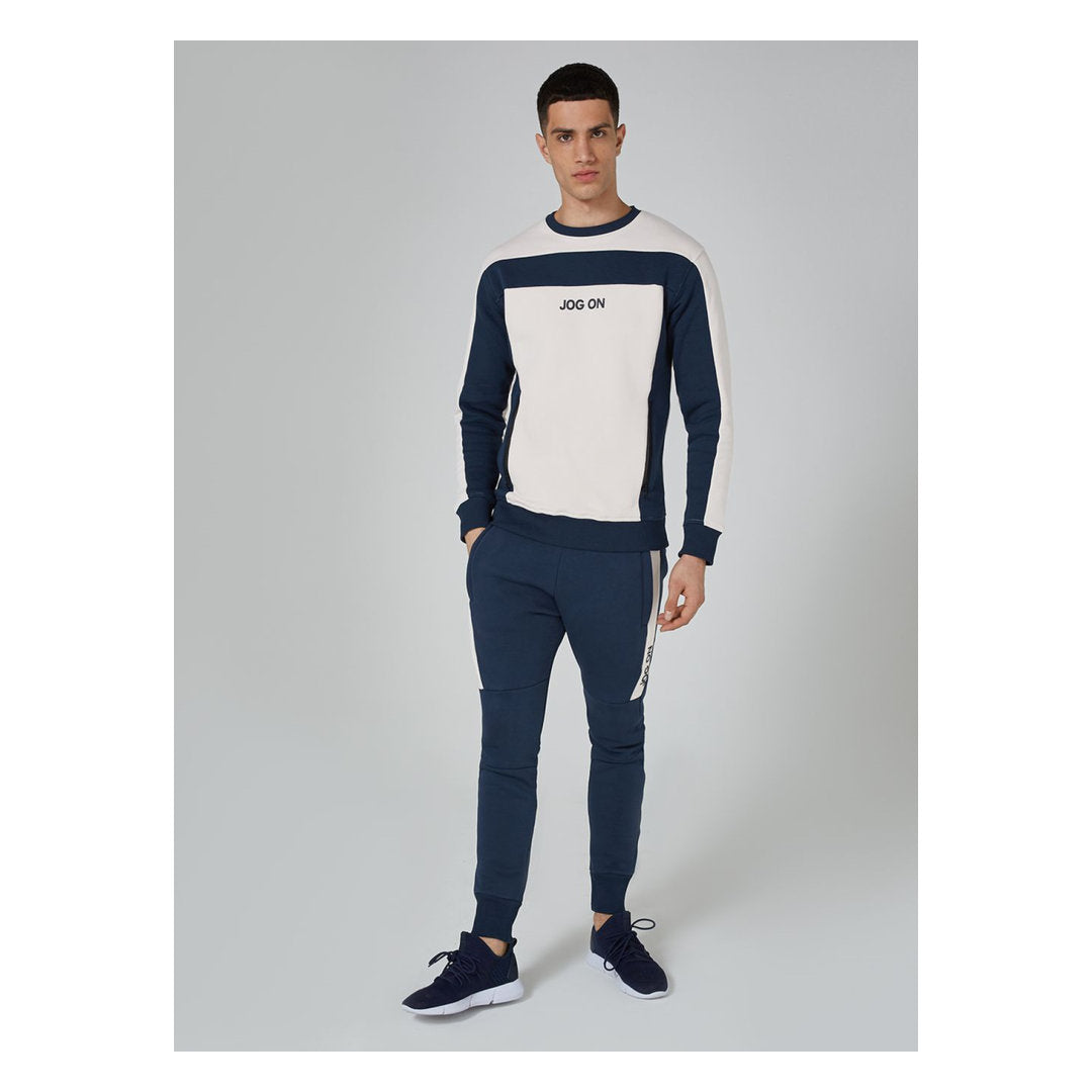 Premium Navy And Cream Sweatshirt And Joggers Co-Ordinated Set