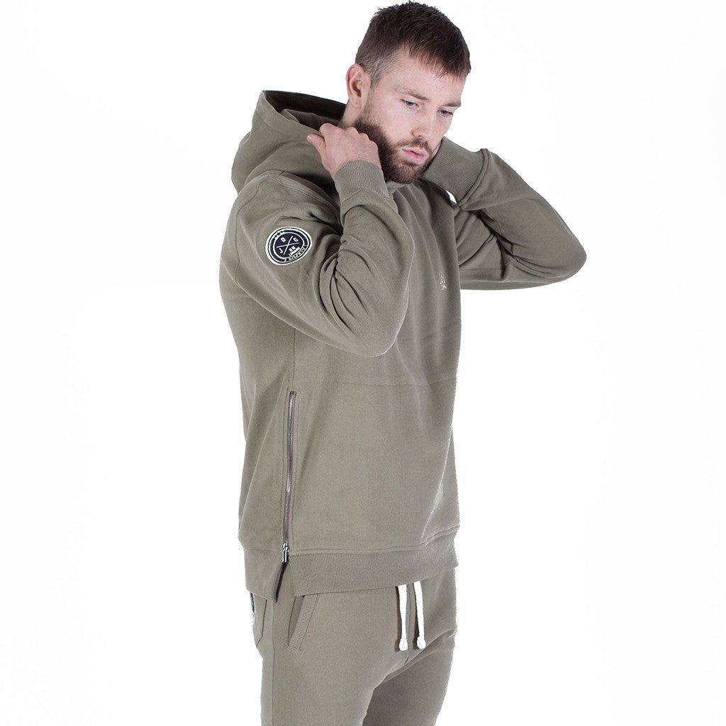 Khaki Side Zipped Hoodie