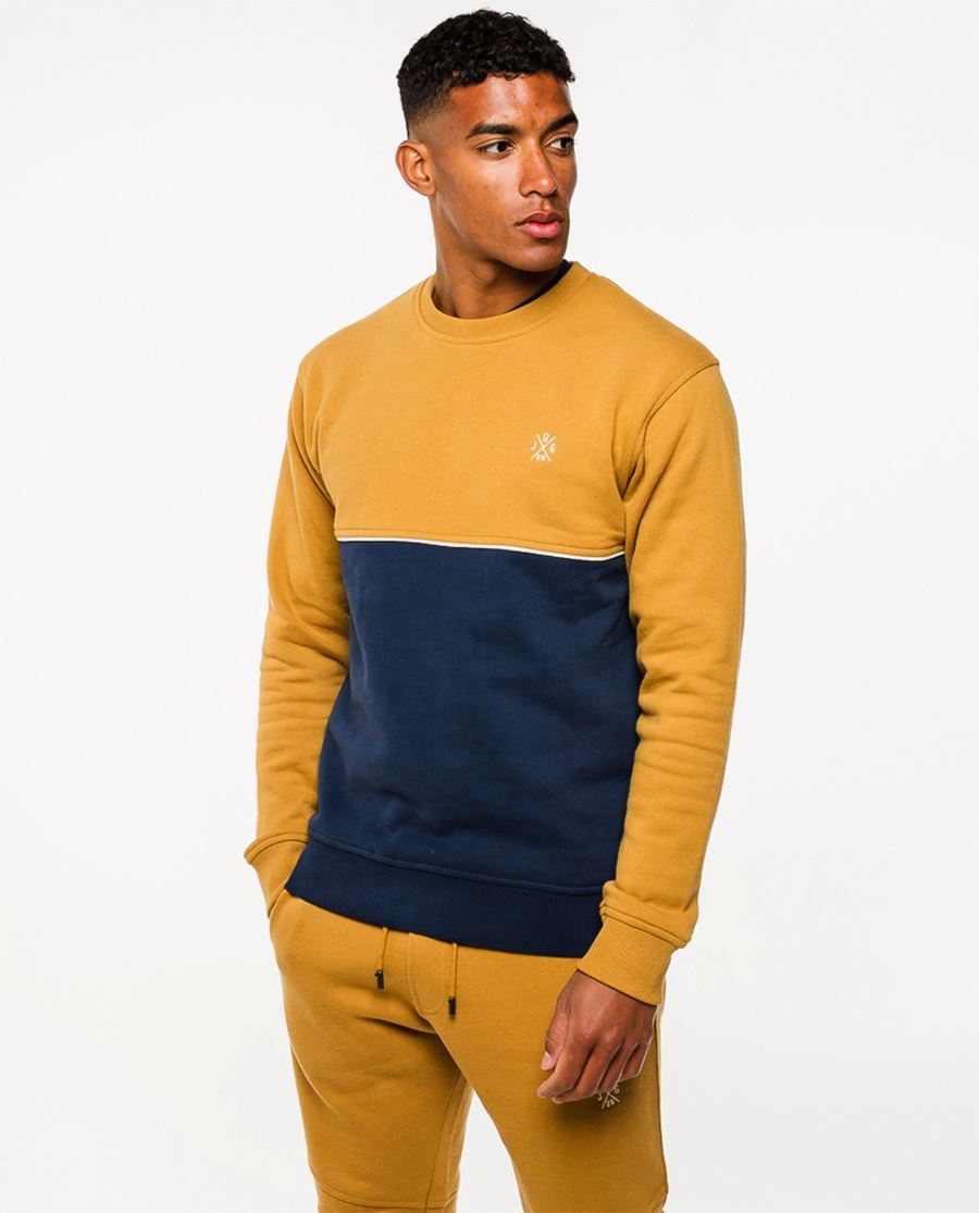 Jog On: Premium Honey/Navy Panel Sweatshirt
