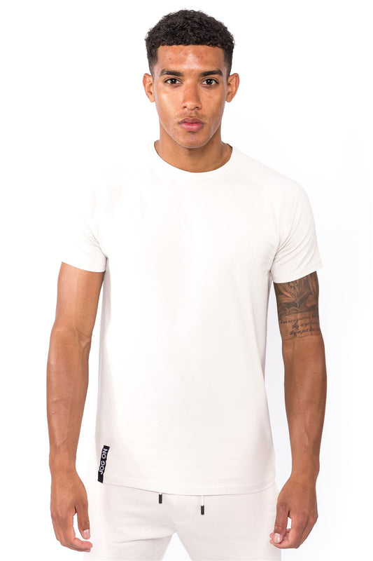Jog On London Lightweight Muscle Fit Short Sleeve Cream T-shirt