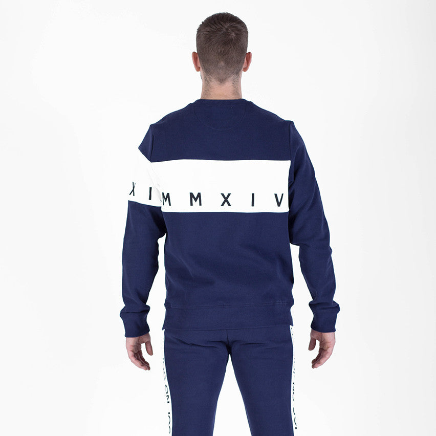 Retro Navy Panelled Sweatshirt