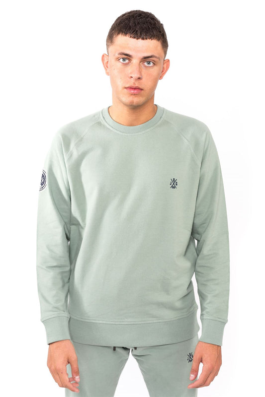 Jog On London: Premium Lightweight Long-sleeved Sage Green Raglan Sweatshirt