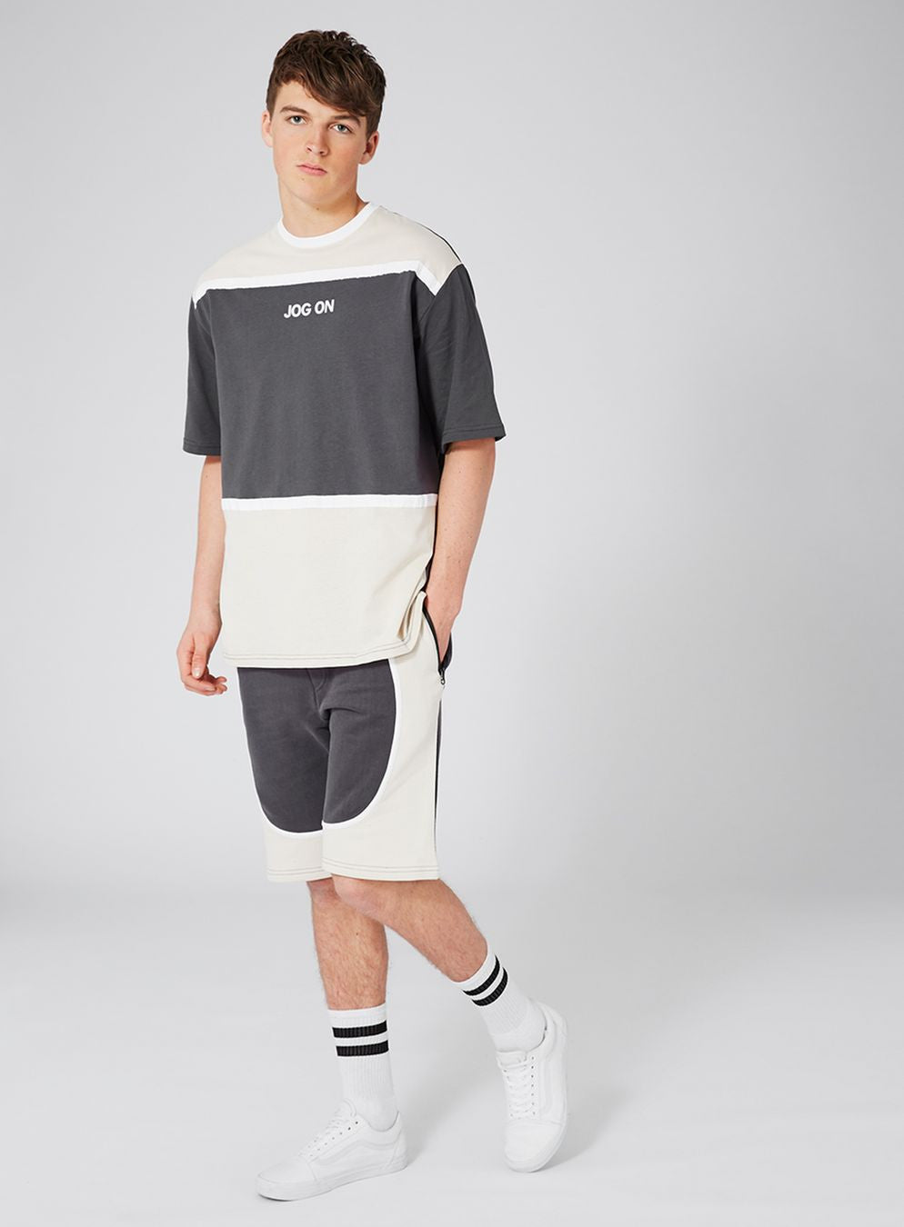 Grey Panel Shorts