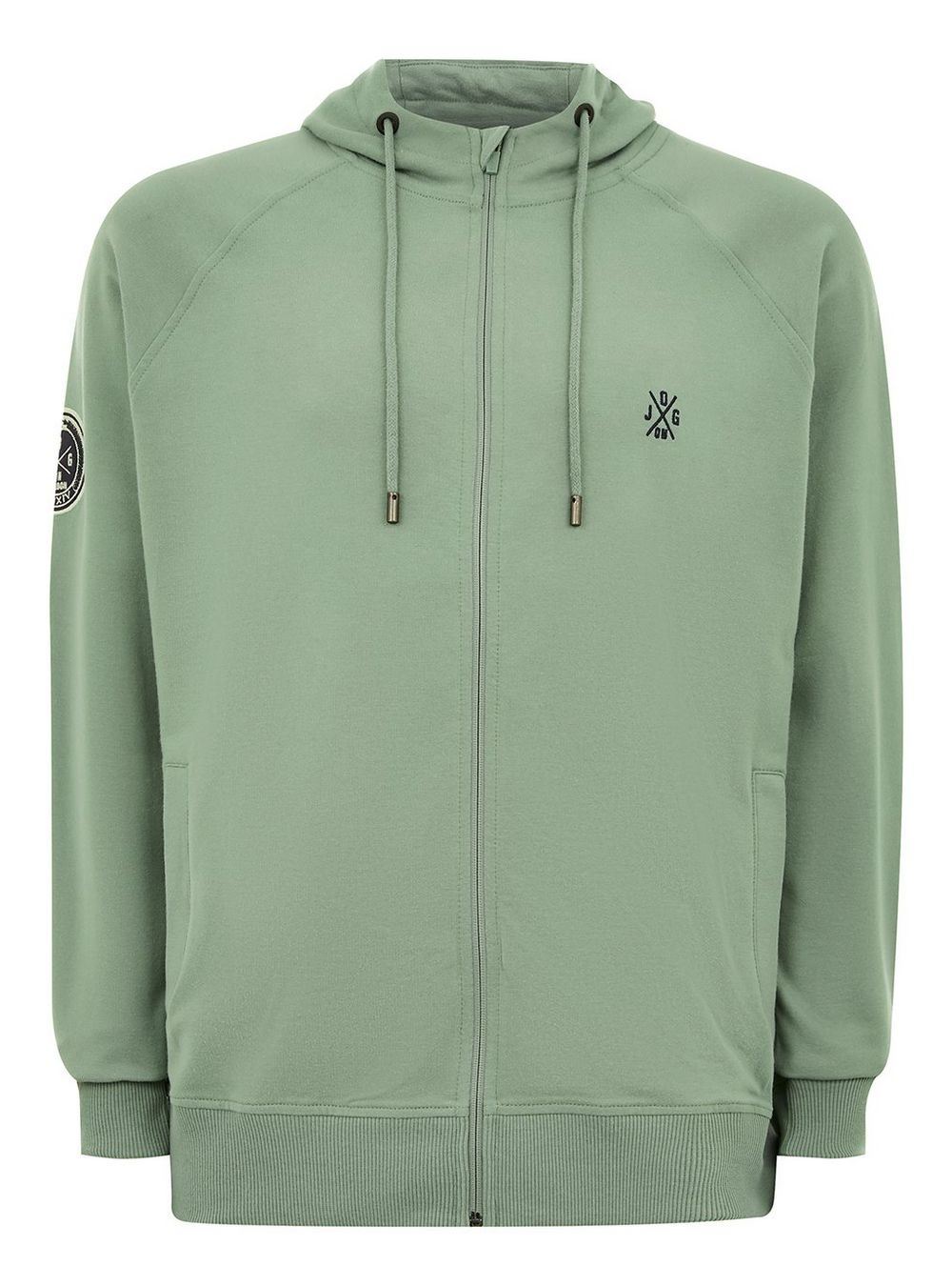 Jog On London Sage Green Lightweight Zipped Hoodie