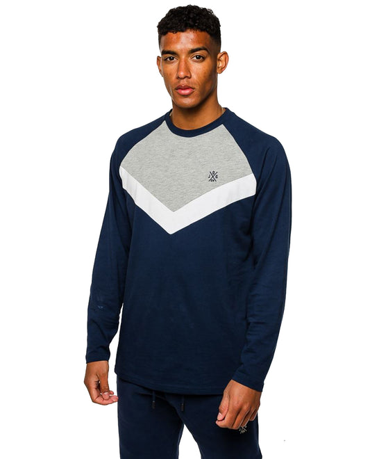 Jog On: Premium Pullover Lightweight Long-sleeved Navy/Grey T-shirt