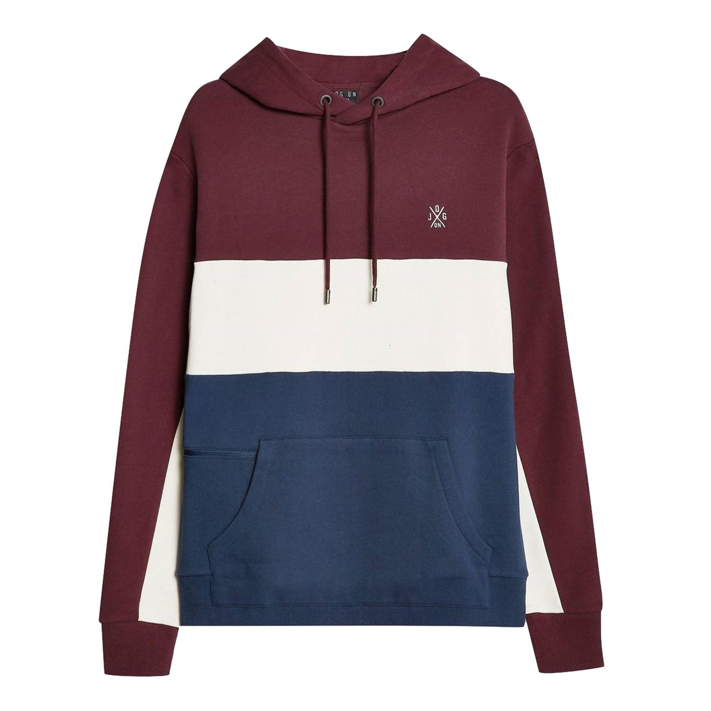 Jog On: Burgundy/Cream/Navy Panel Hoodie