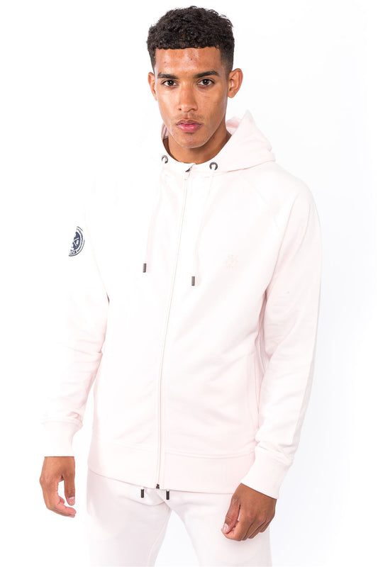 Jog On London Dusty Pink Lightweight Zipped Hoodie
