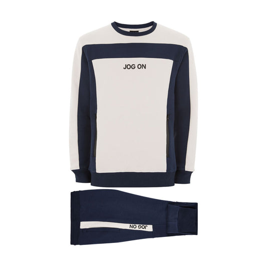Premium Navy And Cream Sweatshirt And Joggers Co-Ordinated Set